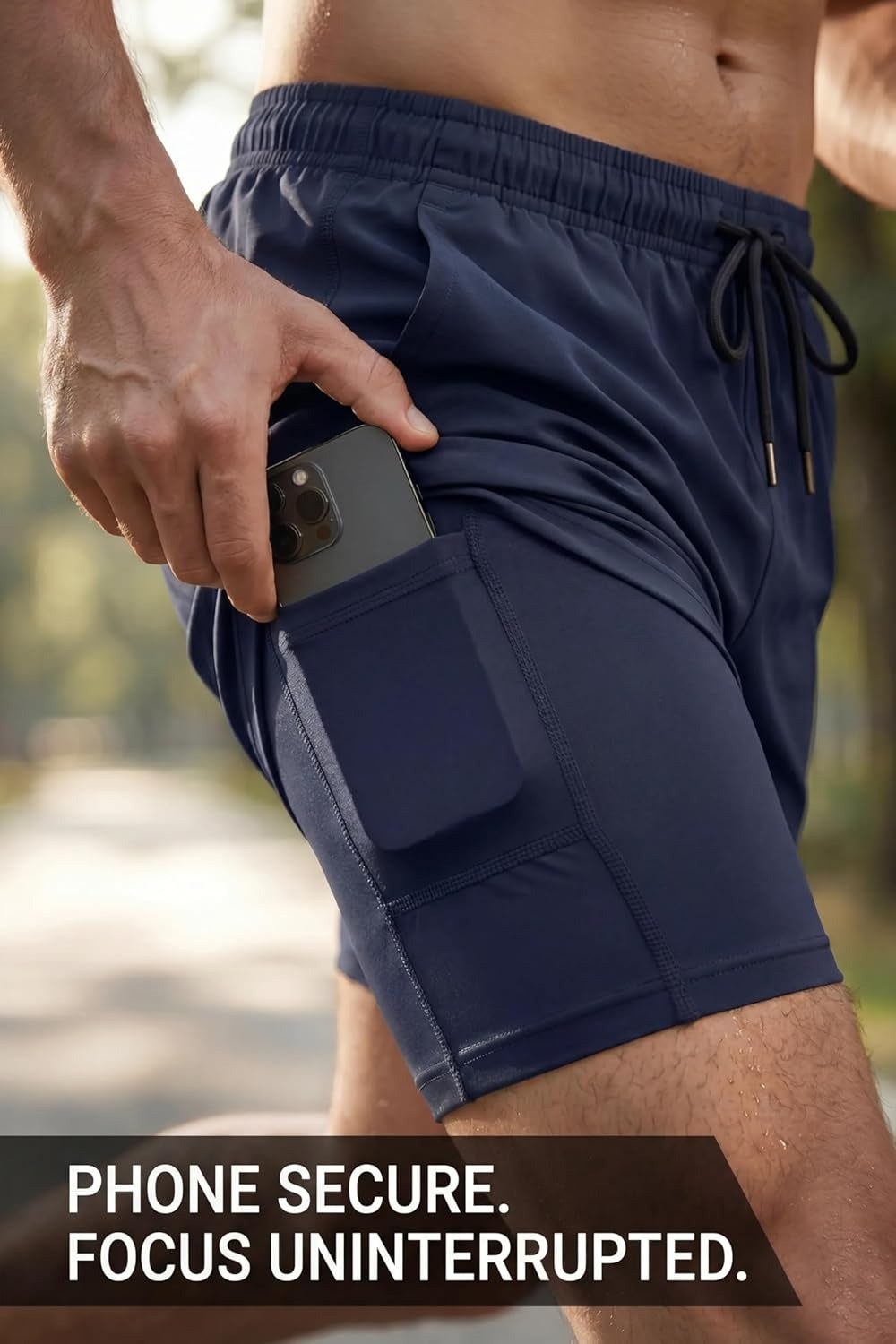 HiFEN® Men’s Running 2 in 1 Shorts, Quick Dry Gym Workout Training Sports Shorts with Liner & Phone Pocket, Breathable Athletic Jogging Shorts for Fitness Outdoor Sports