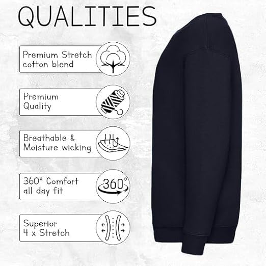 HiFEN® Kids Plain Basic Long Sleeve Round Neck Cotton T-Shirt Stretchy & Comfortable PE School Tee Top Age 3 to 15 Years