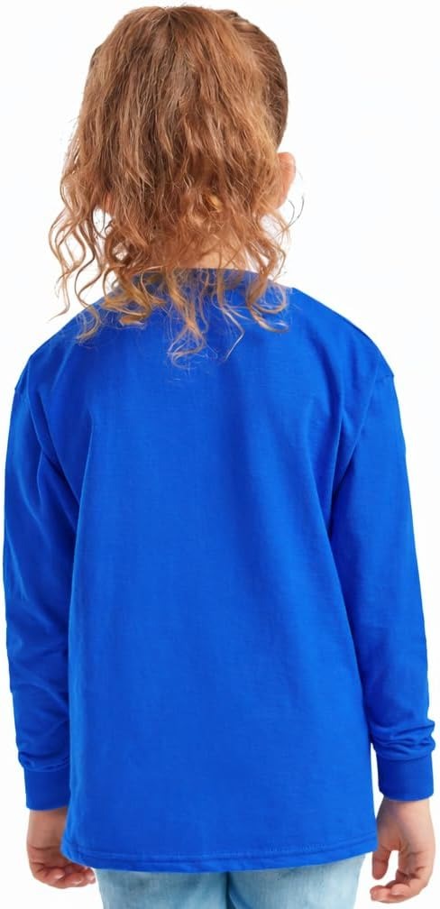 HiFEN® Kids Plain Basic Long Sleeve Round Neck Cotton T-Shirt Stretchy & Comfortable PE School Tee Top Age 3 to 15 Years