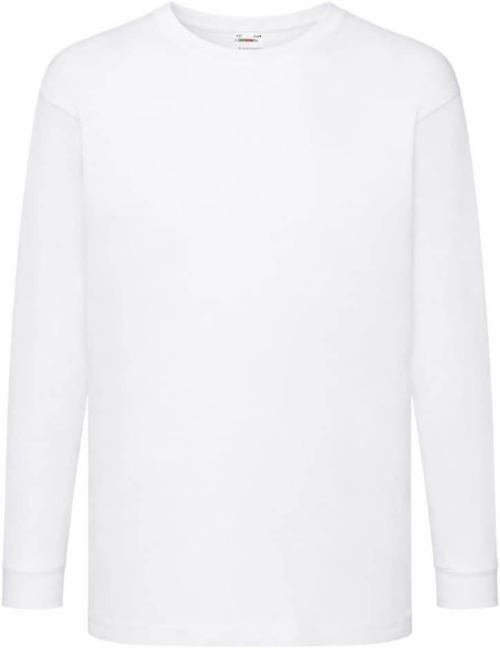 HiFEN® Kids Plain Basic Long Sleeve Round Neck Cotton T-Shirt Stretchy & Comfortable PE School Tee Top Age 3 to 15 Years