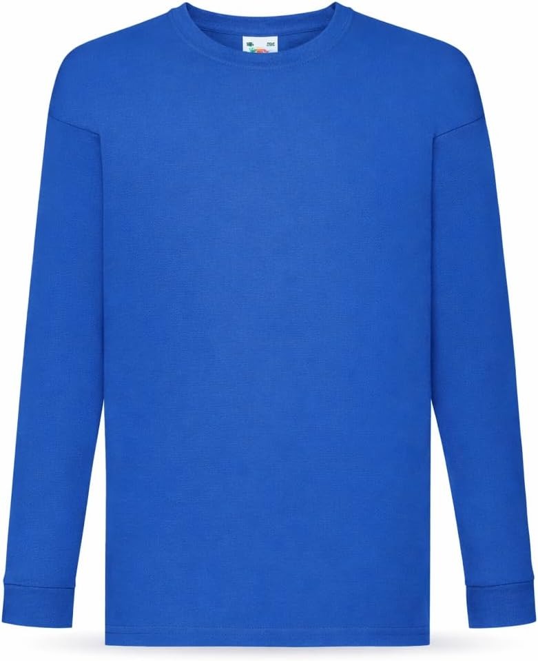 HiFEN® Kids Plain Basic Long Sleeve Round Neck Cotton T-Shirt Stretchy & Comfortable PE School Tee Top Age 3 to 15 Years