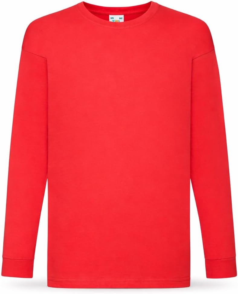 HiFEN® Kids Plain Basic Long Sleeve Round Neck Cotton T-Shirt Stretchy & Comfortable PE School Tee Top Age 3 to 15 Years