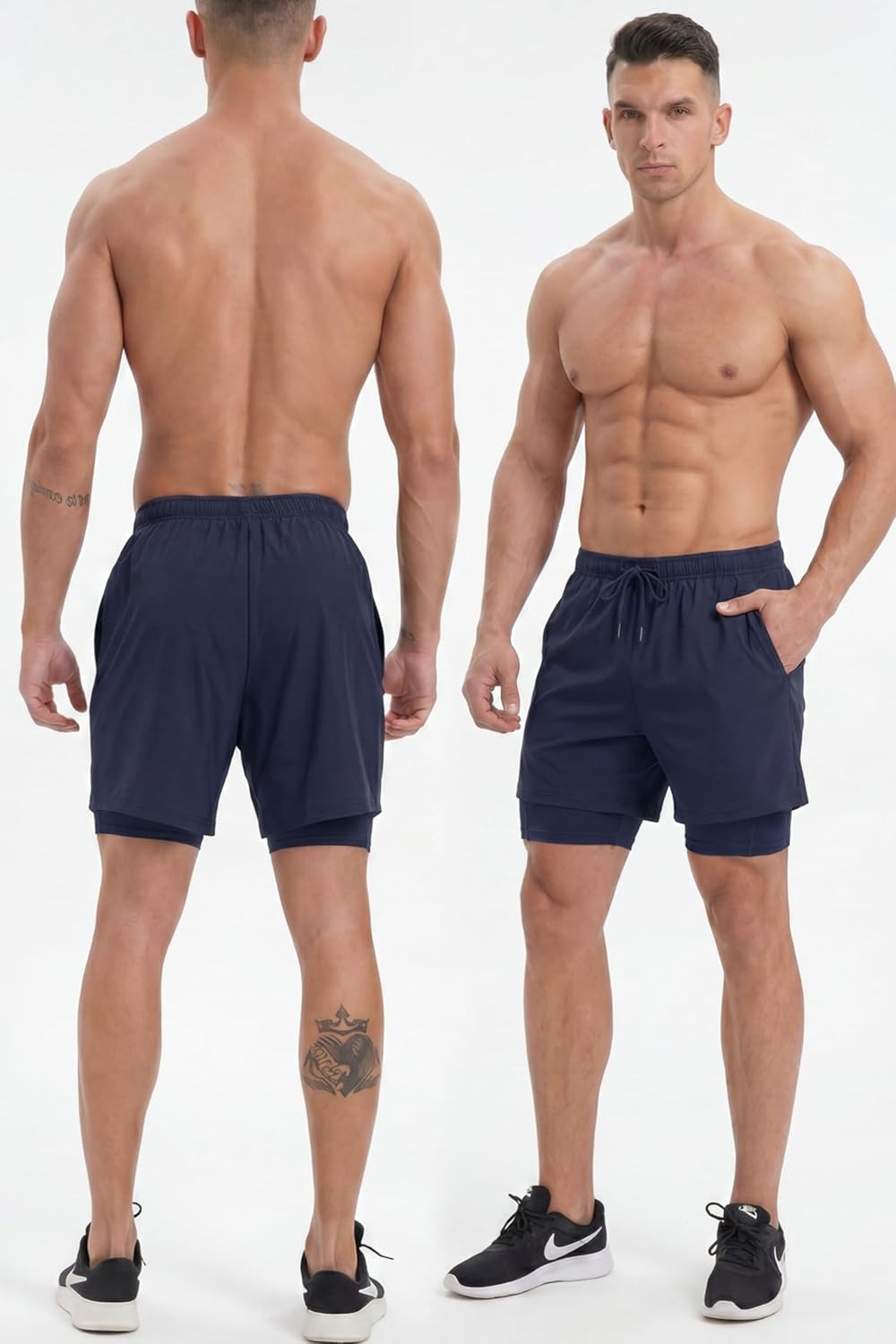 HiFEN® Men’s Running 2 in 1 Shorts, Quick Dry Gym Workout Training Sports Shorts with Liner & Phone Pocket, Breathable Athletic Jogging Shorts for Fitness Outdoor Sports