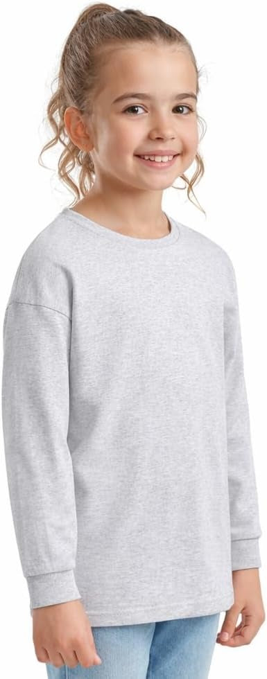 HiFEN® Kids Plain Basic Long Sleeve Round Neck Cotton T-Shirt Stretchy & Comfortable PE School Tee Top Age 3 to 15 Years