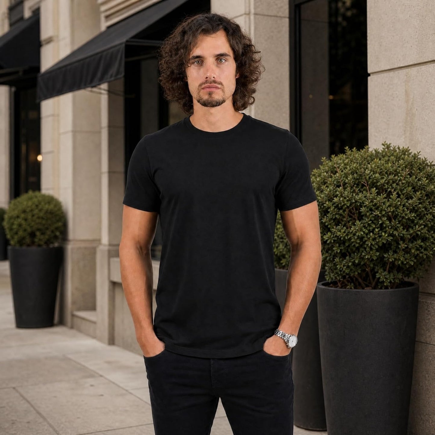HiFEN® Mens T-Shirt, Adult Valueweight Crew Neck T Shirt, Plain 100% Cotton Men Tshirt, Summer Short Sleeves Top for Men