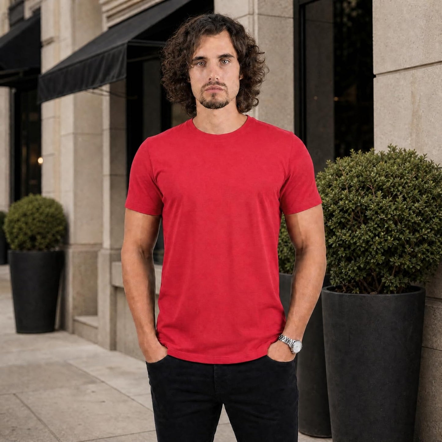 HiFEN® Mens T-Shirt, Adult Valueweight Crew Neck T Shirt, Plain 100% Cotton Men Tshirt, Summer Short Sleeves Top for Men