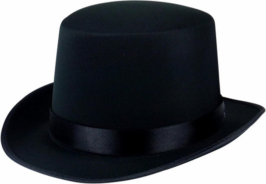 HiFEN® Adult Black Satin Victorian Top Hat, Fancy Dress Accessory for Costumes, Parties, Magician & Halloween Themed Events