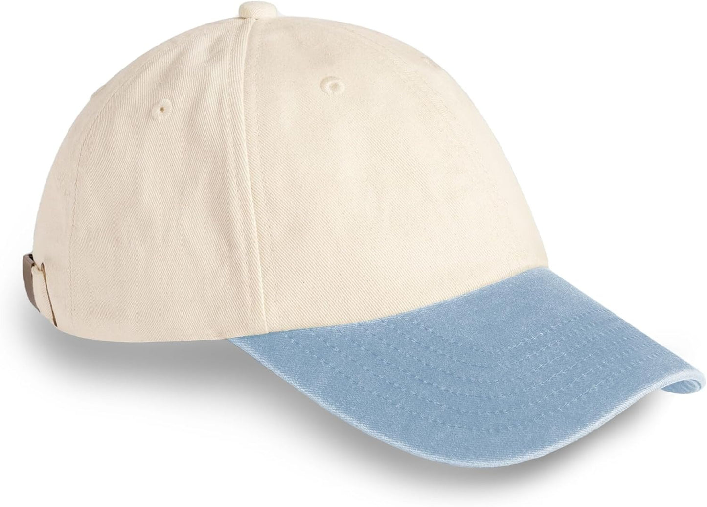 HiFEN® Unisex Low Profile Vintage Cap 100% Natural Cotton Adult 6 Panel Pre-Curved Plain Adjustable Baseball Cap with Contrast Peak