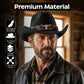 HiFEN® Cowboy Hat for Men and Women Western Cowboy Hat with Metal Bull Head Unisex Wide Brim Adjustable Cowboy Outfit Accessory for Outdoor Activities (Black & Brown)