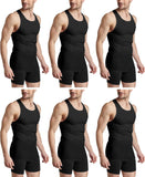 HiFEN® Mens Cotton Summer Vests Lightweight Sleeveless Gym Singlets Undershirts White, Pack of 6