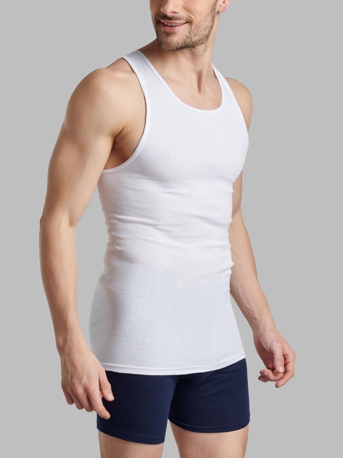 HiFEN® Mens Cotton Summer Vests Lightweight Sleeveless Gym Singlets Undershirts White, Pack of 6