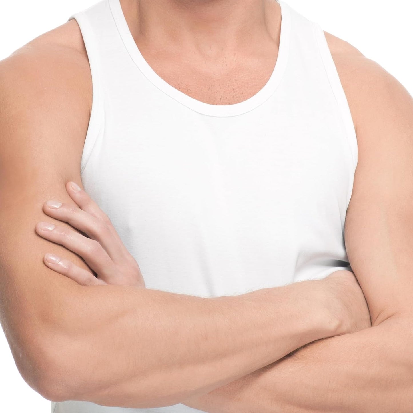 HiFEN® Mens Cotton Summer Vests Lightweight Sleeveless Gym Singlets Undershirts White, Pack of 6