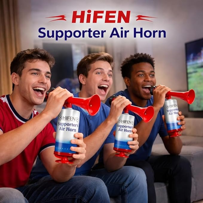 34cm Large Air Horn Handheld, Extreme Loud Airhorn, Sports Event Noise Maker Air Horns, Marine Safety Airhorns, Football Supporter’s Pump – (Red, Pack of 1)