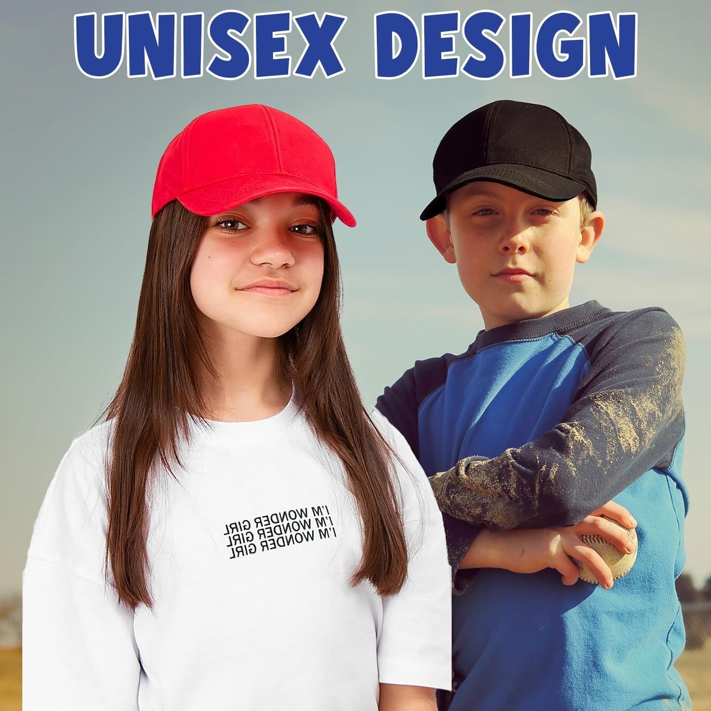 HiFEN® Unisex Kids 5 Panel Pre-Curved Plain Adjustable Baseball Cap Outdoor Summer Sun Hat