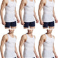 HiFEN® Mens Cotton Summer Vests Lightweight Sleeveless Gym Singlets Undershirts White, Pack of 6