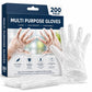 HiFEN® 200 Clear Disposable Gloves, Lightweight Latex & Powder Free Multi Purpose Plastic Gloves for Kitchen Food Prep, Cooking, Cleaning, Household Use & Touchscreen Compatible