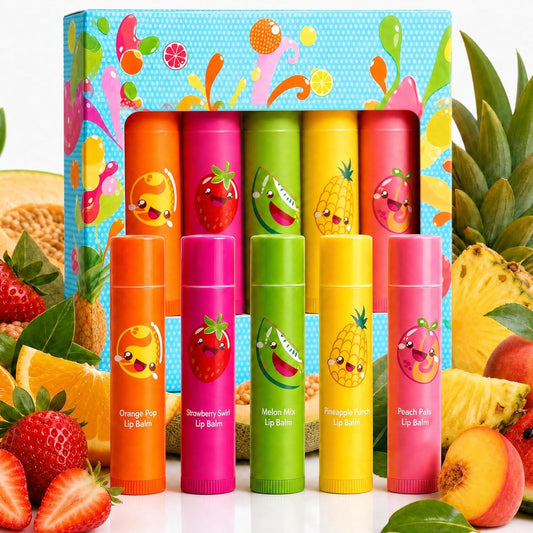 HiFEN® Lip Balm Collection, 5 Pack Assorted Fruity Flavours, Hydrating Lip Balm Multipack Sticks for Dry & Chapped Lips, Soft Smooth Daily Care for Girls, Teens & Gifting
