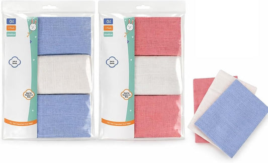 HiFEN® Pack of 6 Cotton Blend Muslin Squares Large Baby Burp Cloths & Comfort Blankets, 60 x 60 cm, Absorbent Feeding Assorted Colors, Newborn Essentials