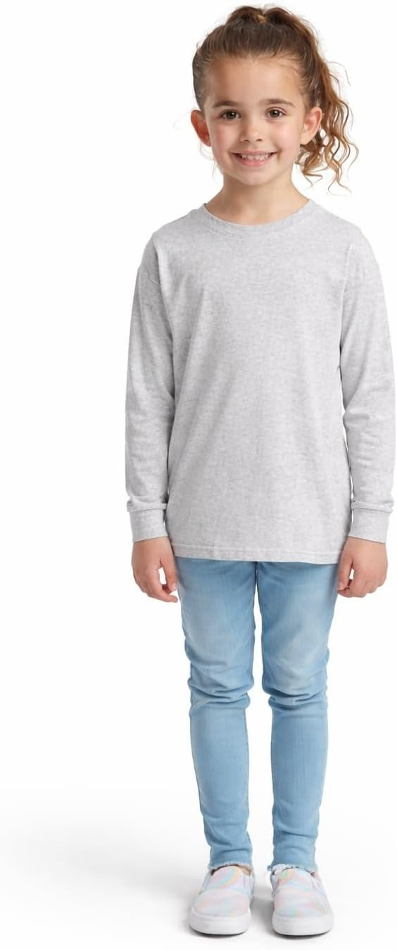 HiFEN® Kids Plain Basic Long Sleeve Round Neck Cotton T-Shirt Stretchy & Comfortable PE School Tee Top Age 3 to 15 Years