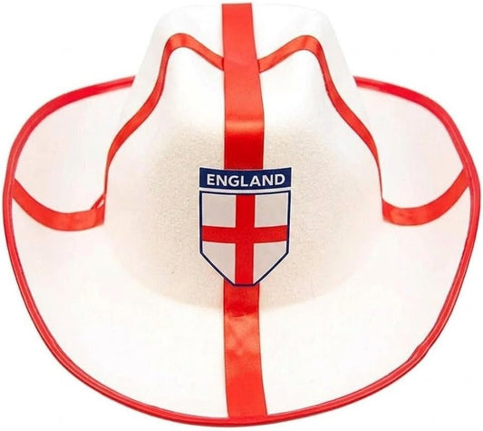HiFEN® England Cowboy Hat for Adults, St George’s Flag Western Fancy Dress Hat for Rugby, Cricket, Football World Cup, Euros, St George’s Day, Festivals, Sporting Events and Costume Parties