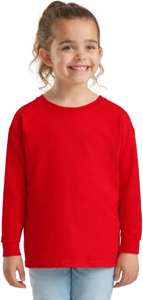 HiFEN® Kids Plain Basic Long Sleeve Round Neck Cotton T-Shirt Stretchy & Comfortable PE School Tee Top Age 3 to 15 Years