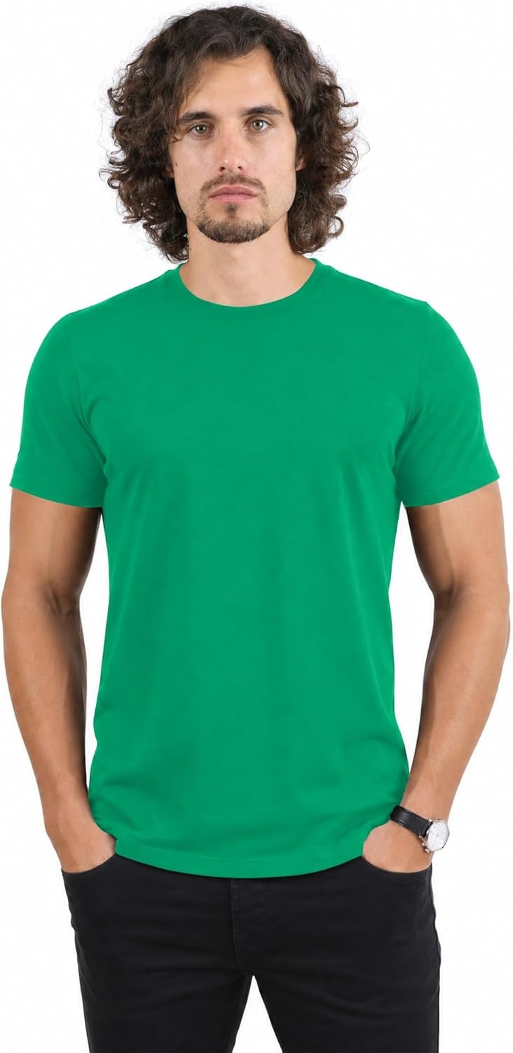 HiFEN® Mens T-Shirt, Adult Valueweight Crew Neck T Shirt, Plain 100% Cotton Men Tshirt, Summer Short Sleeves Top for Men