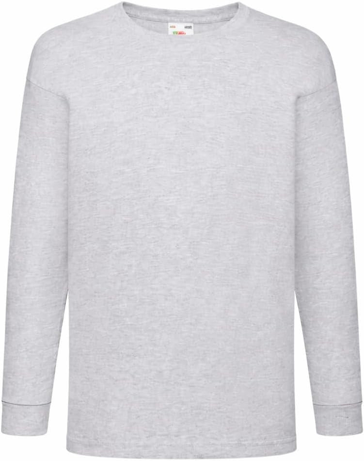 HiFEN® Kids Plain Basic Long Sleeve Round Neck Cotton T-Shirt Stretchy & Comfortable PE School Tee Top Age 3 to 15 Years
