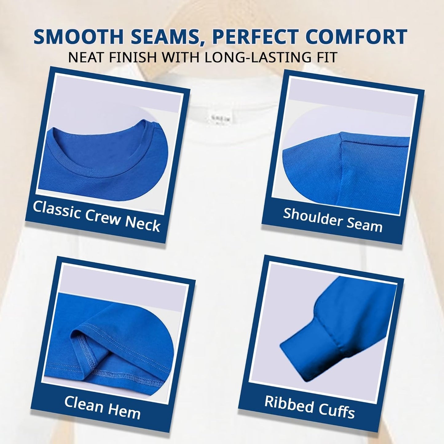 HiFEN® Kids Plain Basic Long Sleeve Round Neck Cotton T-Shirt Stretchy & Comfortable PE School Tee Top Age 3 to 15 Years