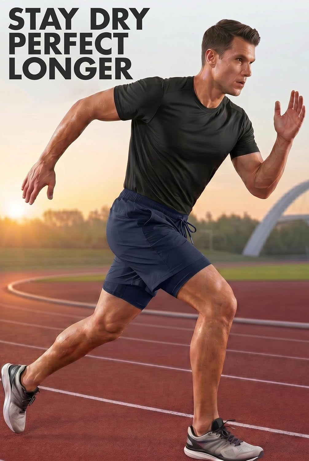 HiFEN® Men’s Running 2 in 1 Shorts, Quick Dry Gym Workout Training Sports Shorts with Liner & Phone Pocket, Breathable Athletic Jogging Shorts for Fitness Outdoor Sports