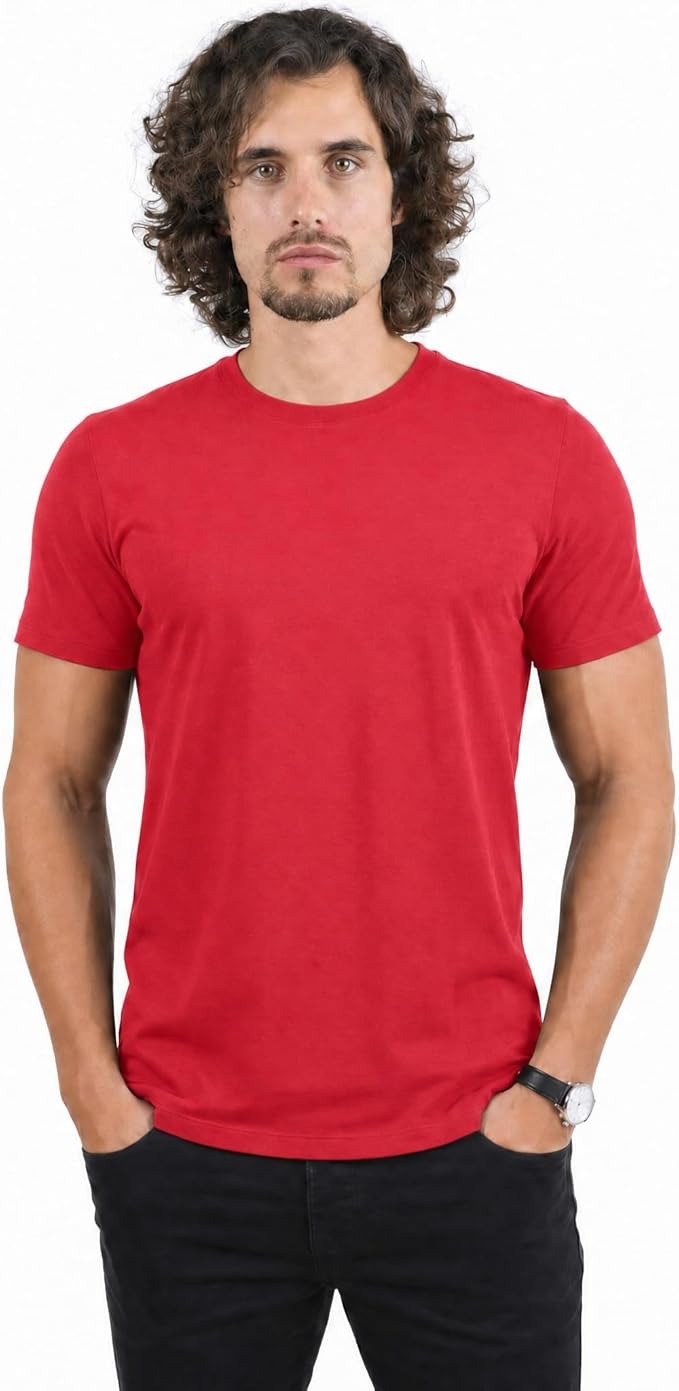HiFEN® Mens T-Shirt, Adult Valueweight Crew Neck T Shirt, Plain 100% Cotton Men Tshirt, Summer Short Sleeves Top for Men