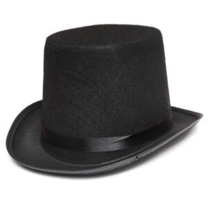 HiFEN® Top Hat Black Velour - Stylish Formal Accessory for Men - Vintage Design for Costumes, Weddings, and Halloween Event (Adult)
