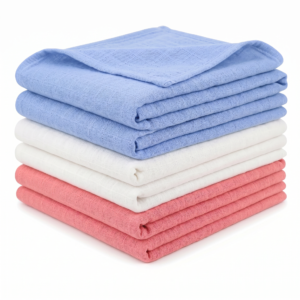 HiFEN® Pack of 6 Cotton Blend Muslin Squares Large Baby Burp Cloths & Comfort Blankets, 60 x 60 cm, Absorbent Feeding Assorted Colors, Newborn Essentials