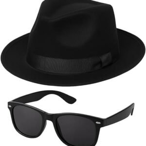 HiFEN® Blues Hat and Sunglasses Set – Unisex Adult Fancy Dress Accessory for Parties, Halloween, Tribute Shows, and Themed Events