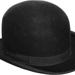 HiFEN® Adult Black Bowler Hat with Velour Finish - Classic Victorian Chaplin Hat for Men & Women, Steampunk Cosplay, Magician, Halloween, and Fancy Dress Accessories