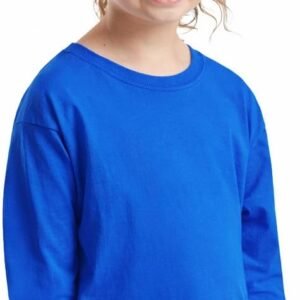 HiFEN® Kids Plain Basic Long Sleeve Round Neck Cotton T-Shirt Stretchy & Comfortable PE School Tee Top Age 3 to 15 Years