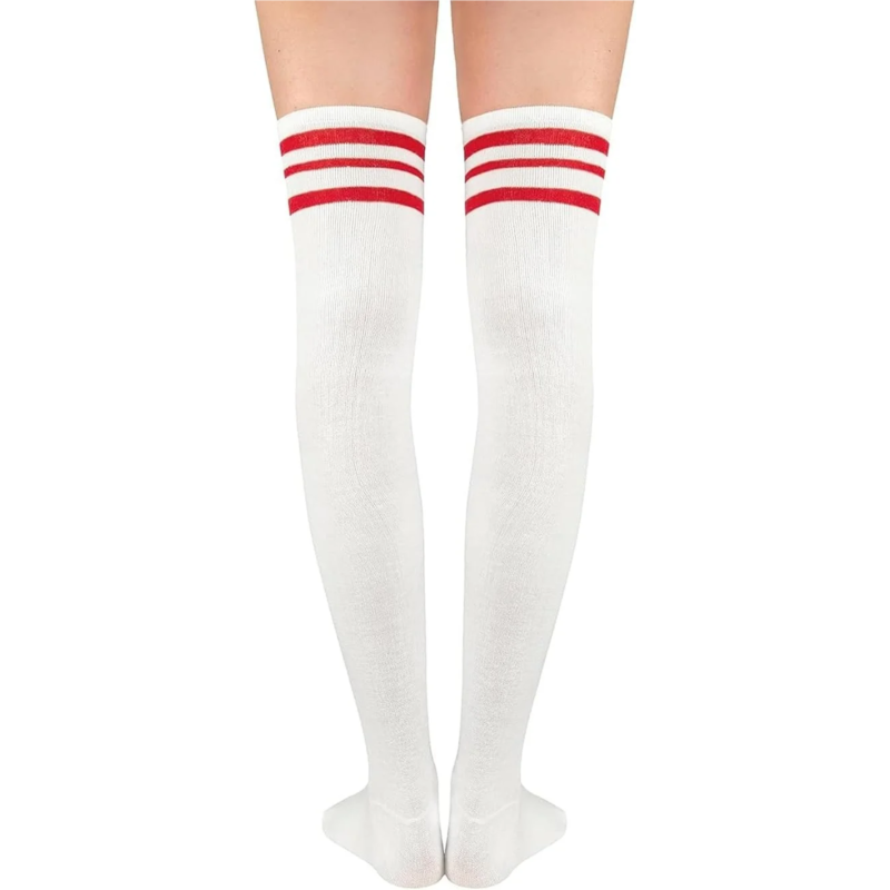 HiFEN® Over the Knee Thigh High Socks – Plain & Striped Tube Socks (UK Size 4–6)