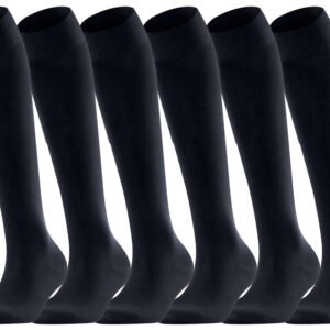 HiFEN® 6 Pairs Women/Girls Cotton Knee High Socks Extra Long Smooth Thigh Grip Knitted Stockings UK 4-6
