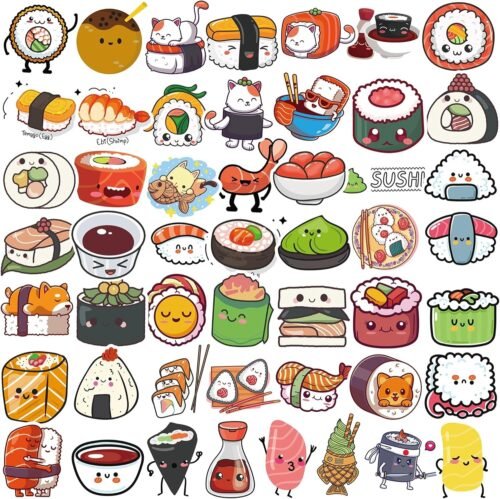 50PCS Candy & Ice Cream Vinyl Stickers – Waterproof Cute Dessert Sticker Pack