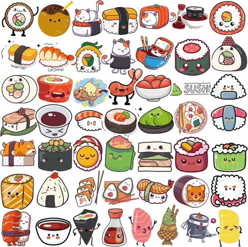 50PCS Candy & Ice Cream Vinyl Stickers – Waterproof Cute Dessert Sticker Pack