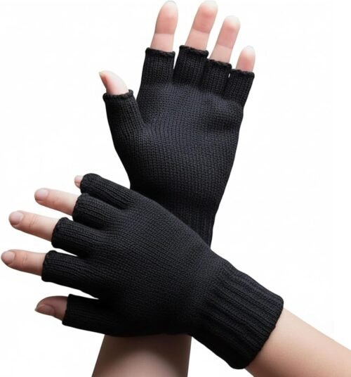 HiFEN® Women's Fingerless Knitted Gloves – Thermal Winter Gloves