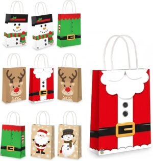 10 Pcs Christmas Kraft Gift Bags