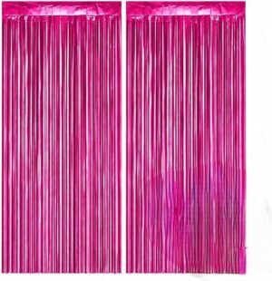 Shimmering metallic foil fringe curtain (92×244 cm)